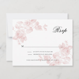 Vintage Floral Rose Pink Wedding RSVP Card