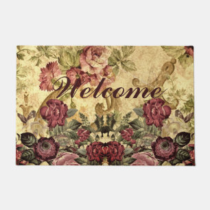 Vintage Floral Rose Victorian Style Welcome Home Doormat