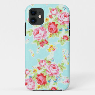 Vintage floral roses blue shabby rose pattern iPhone 11 case