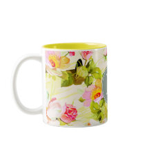 Vintage Floral Roses Peonies Monogram Mug