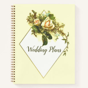 Vintage Floral Roses Wedding Planner Notebook