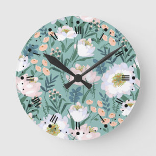 Vintage Floral  Round Clock