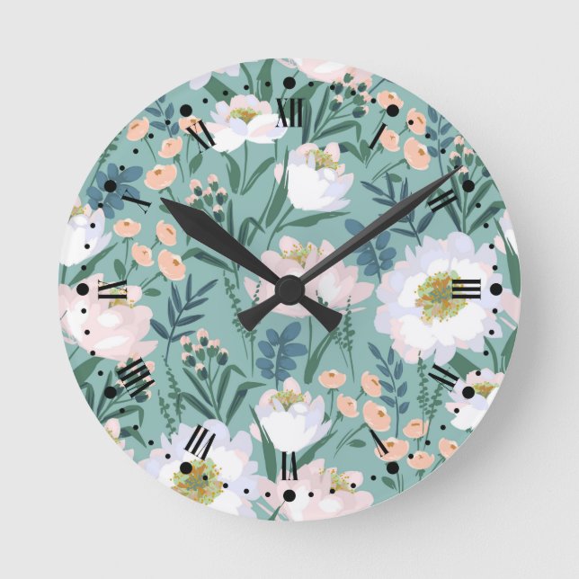 Vintage Floral  Round Clock (Front)