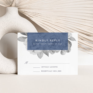 Vintage Floral RSVP Card   Navy