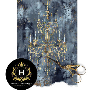 Vintage Floral Rustic Chandelier French  Decoupage Tissue Paper