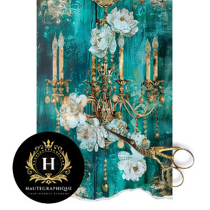 Vintage Floral Rustic Chandelier French Decoupage Tissue Paper