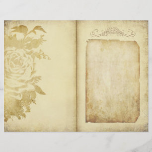 Vintage Floral Rustic Parchment Journal Page