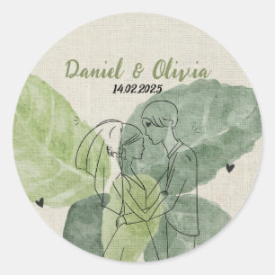 Vintage Floral Rustic Wedding Classic Round Sticker