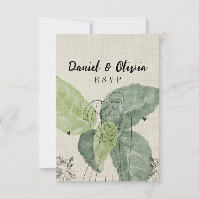 Vintage Floral Rustic Wedding RSVP Card (Front)