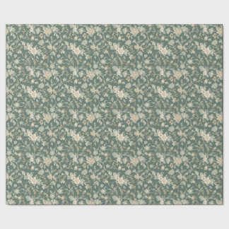 Vintage Floral Sage Green Gift Wrap
