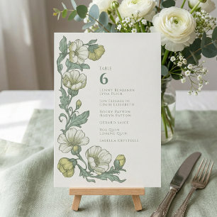 Vintage Floral sage green Table Seating Chart Invitation