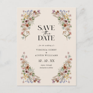 Vintage Floral Save The Date Postcard