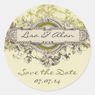 Vintage Floral Save The Date Sticker
