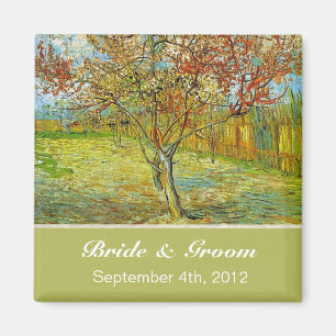 Vintage floral save the date wedding. magnet