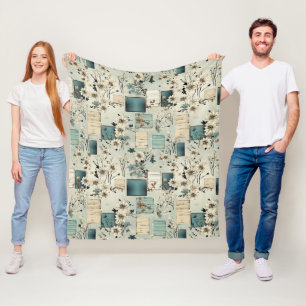Vintage Floral Scrapbook Pattern (2) Fleece Blanket