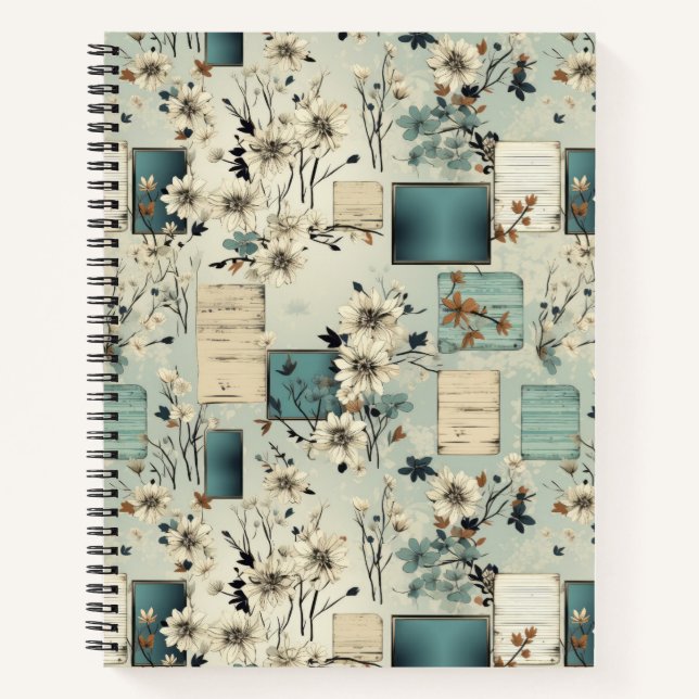 Vintage Floral Scrapbook Pattern (2) Notebook (Front)