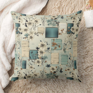 Vintage Floral Scrapbook Pattern (2) Throw Pillow