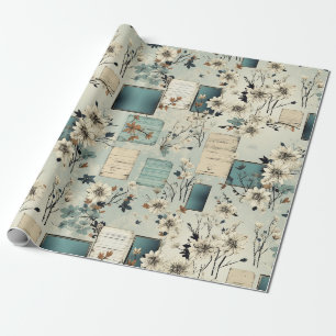 Vintage Floral Scrapbook Pattern (2) Wrapping Paper