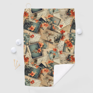 Vintage Floral Scrapbook Pattern Golf Towel