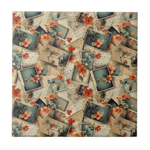 Vintage Floral Scrapbook Pattern Tile