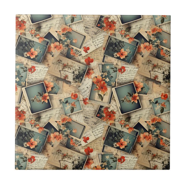 Vintage Floral Scrapbook Pattern Tile (Front)