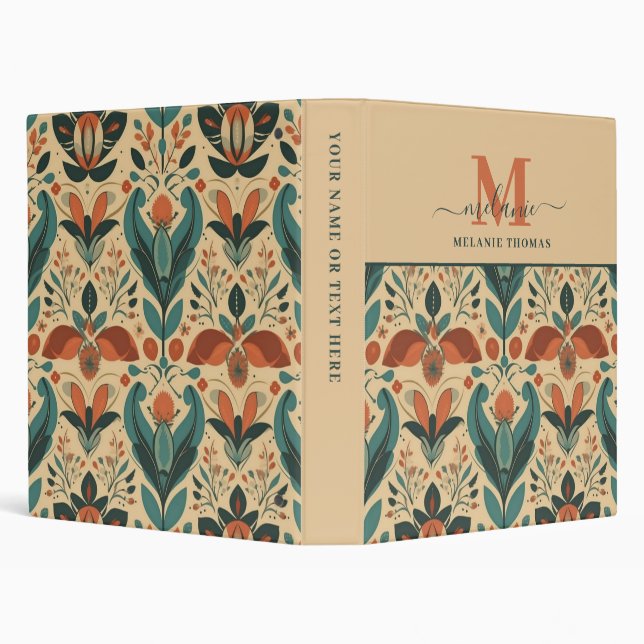 Vintage Floral Script Name Monogram Binder (Background)