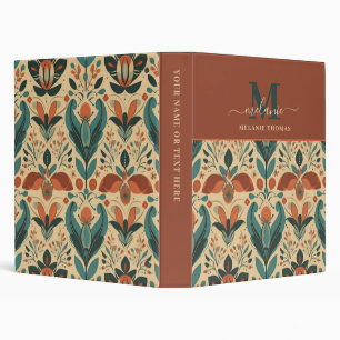 Vintage Floral Script Name Monogram Binder