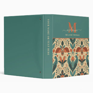 Vintage Floral Script Name Monogram Binder