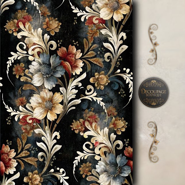Vintage Floral Scrollwork Decoupage Tissue Paper (Vintage Floral Scrollwork Decoupage Tissue Paper)