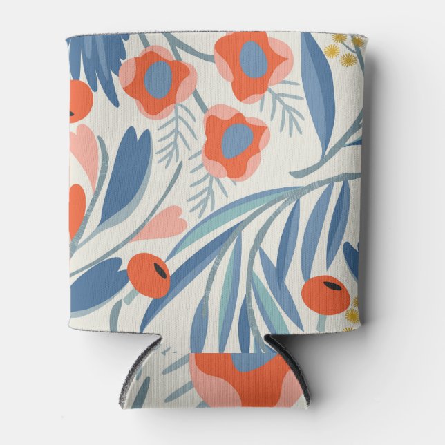 Vintage floral seamless, botanical background. can cooler (Front)
