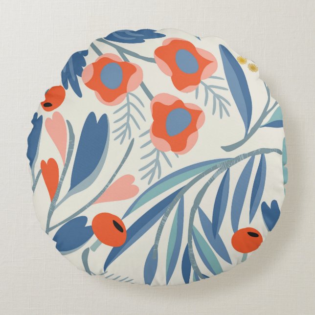 Vintage floral seamless, botanical background. round pillow (Front)