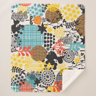 Vintage Floral: Seamless Grass Background Sherpa Blanket