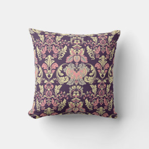 Vintage floral seamless patten. Classic Baroque wa Throw Pillow
