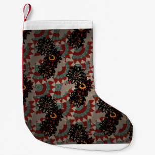 Vintage floral seamless pattern. Red, beige and g Small Christmas Stocking