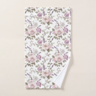 Vintage Floral Seamless Pattern: Roses & Lavender Hand Towel