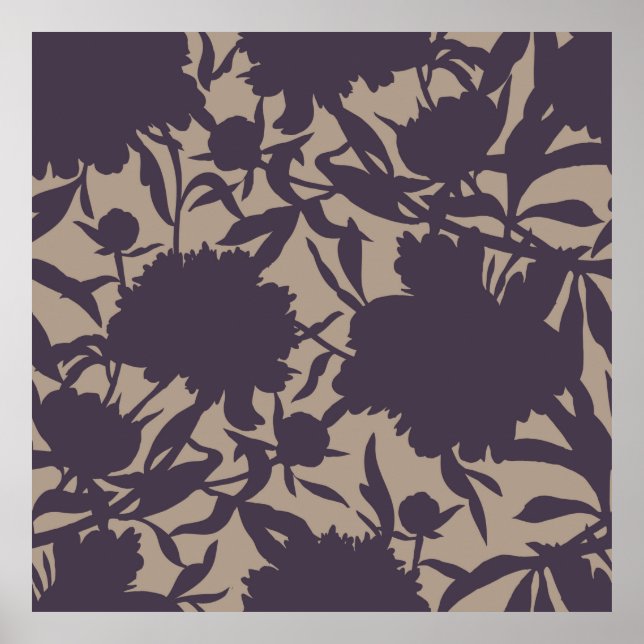 Vintage floral seamless pattern. Silhouettes made  Poster (Front)