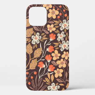 vintage floral seamless pattern with autumn leaves iPhone 12 case
