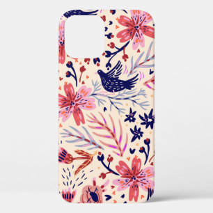 vintage floral seamless pattern with blooming flow iPhone 12 case