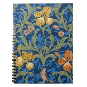 Vintage floral seamless pattern with orange iris a notebook