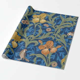 Vintage floral seamless pattern with orange iris a wrapping paper