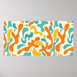 Vintage floral seamless pattern with retro swirl s poster