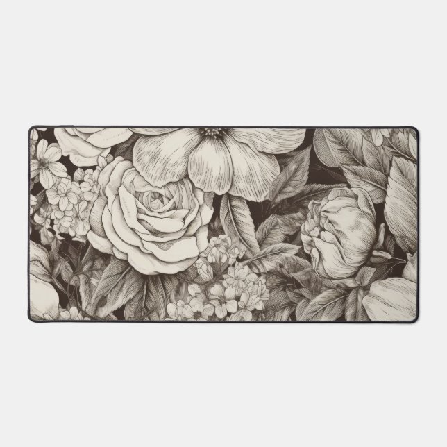 Vintage Floral Sepia Motif (1) (Recto)