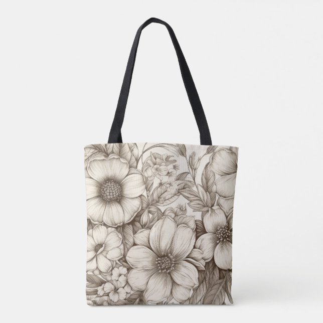 Vintage Floral Sepia Motif (13) Sac fourre-tout (Dos)