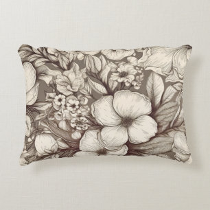 Vintage Floral Sepia Pattern (10) Accent Pillow