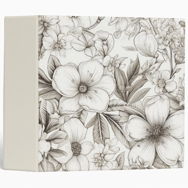 Vintage Floral Sepia Pattern (10) Binder (Front/Spine)