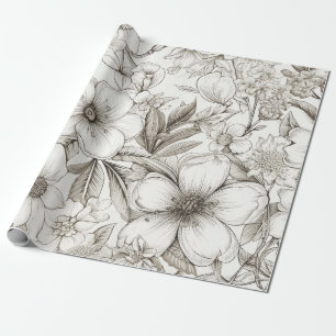 Vintage Floral Sepia Pattern (11) Wrapping Paper