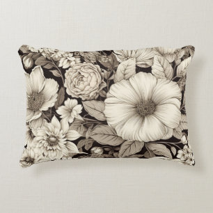Vintage Floral Sepia Pattern (12) Accent Pillow