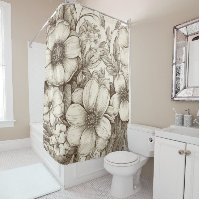 Vintage Floral Sepia Pattern (13) (In Situ)