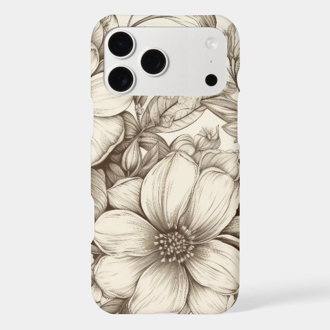 Vintage Floral Sepia Pattern (13) (Back)
