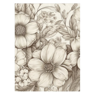 Vintage Floral Sepia Pattern (13) Tablecloth